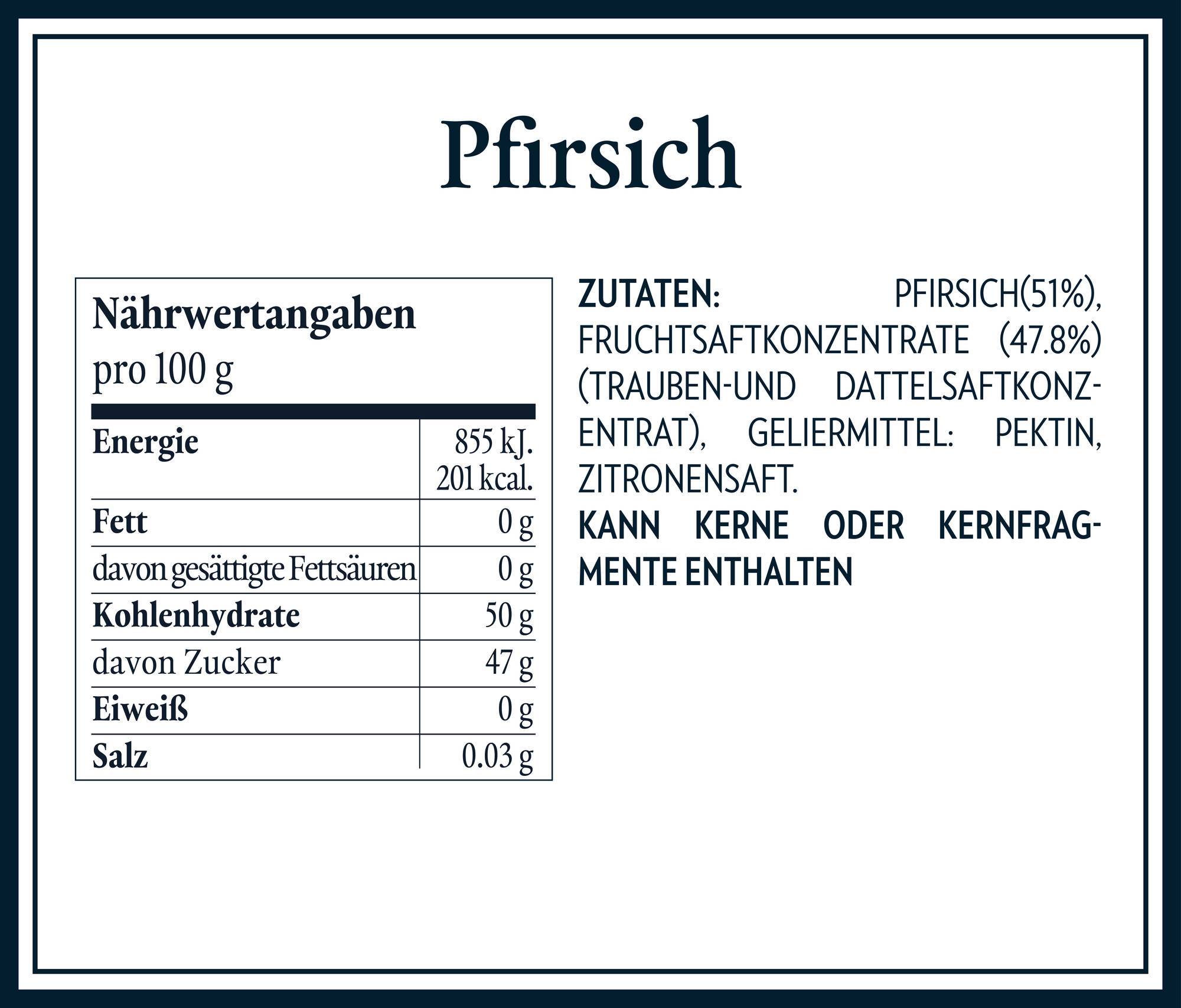 Nährwerttabellen Zutaten - Pfirsich