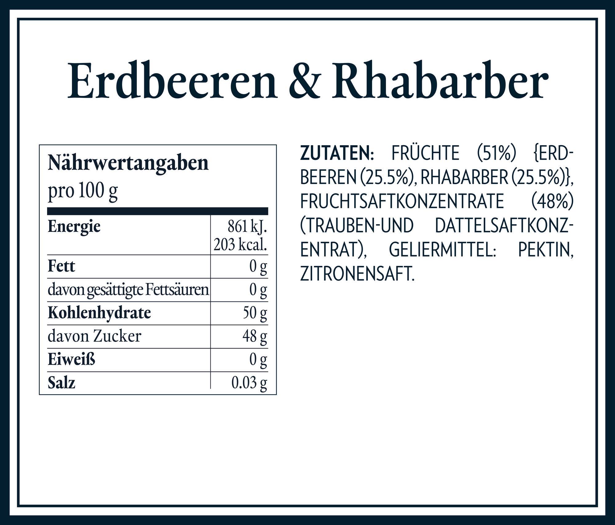 Nährwerttabellen Zutaten - Erdbeeren & Rhabarber