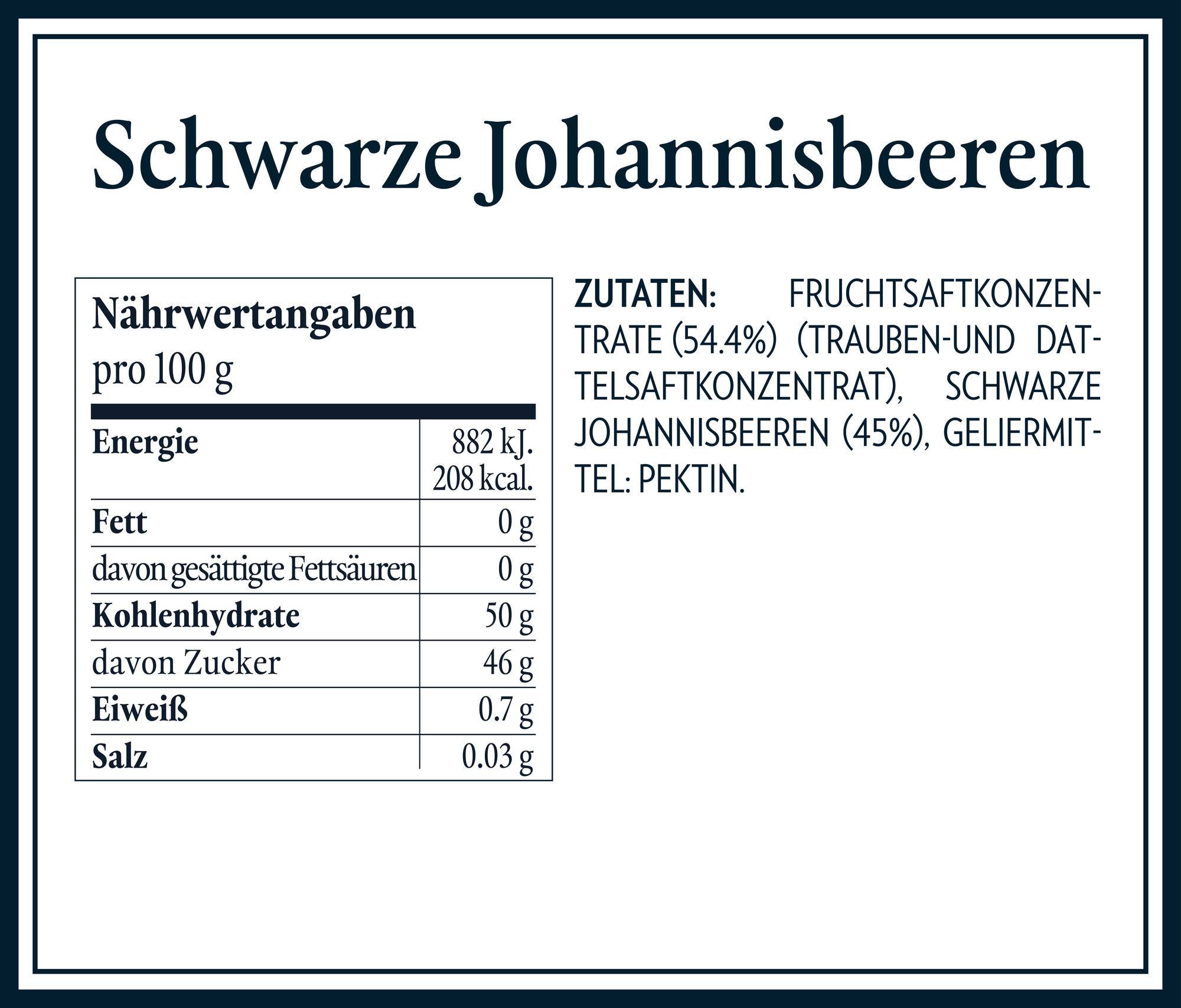 Nährwerttabellen Zutaten - Schwarze Johannisbeeren