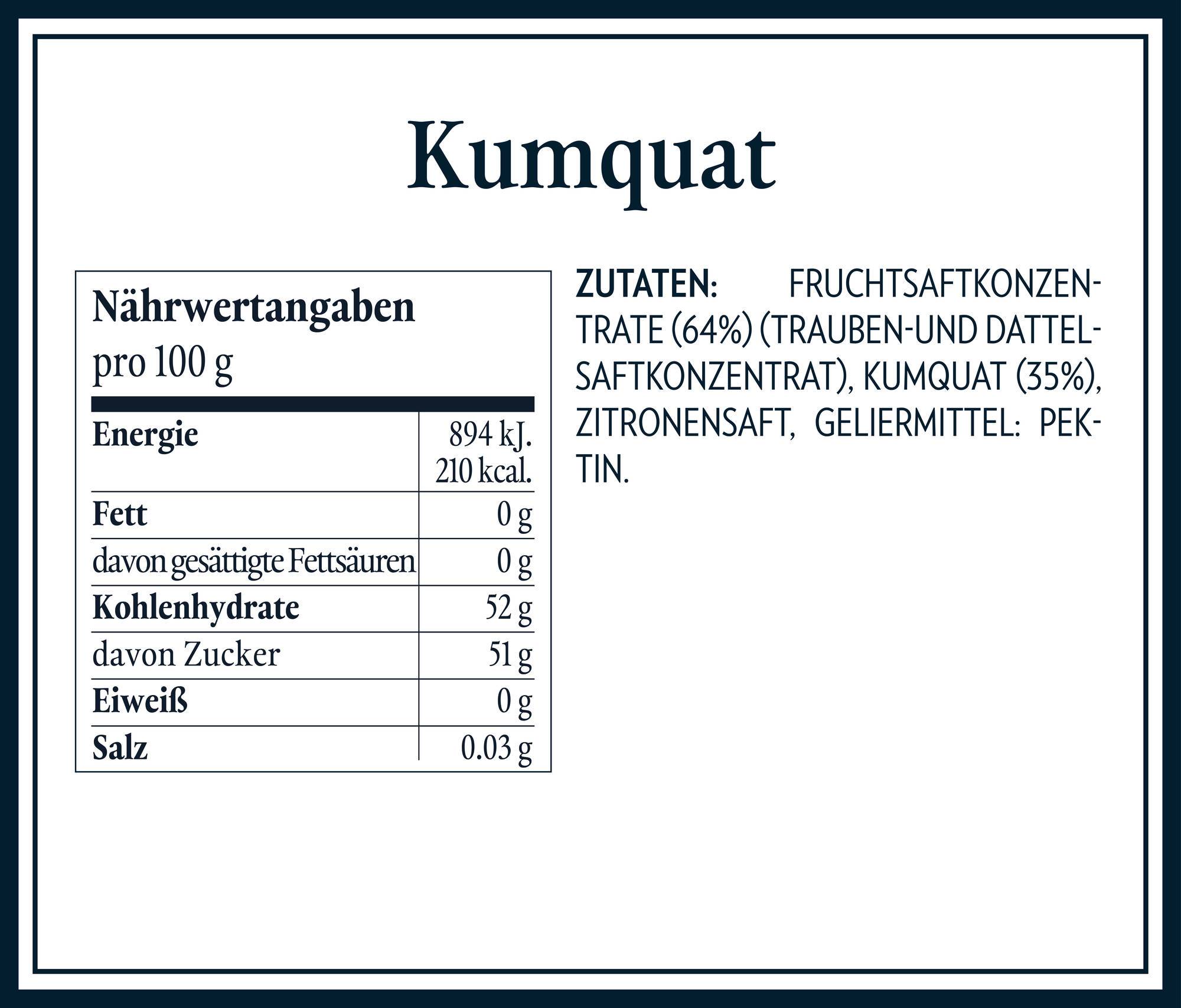 Nährwerttabellen Zutaten - Kumquat